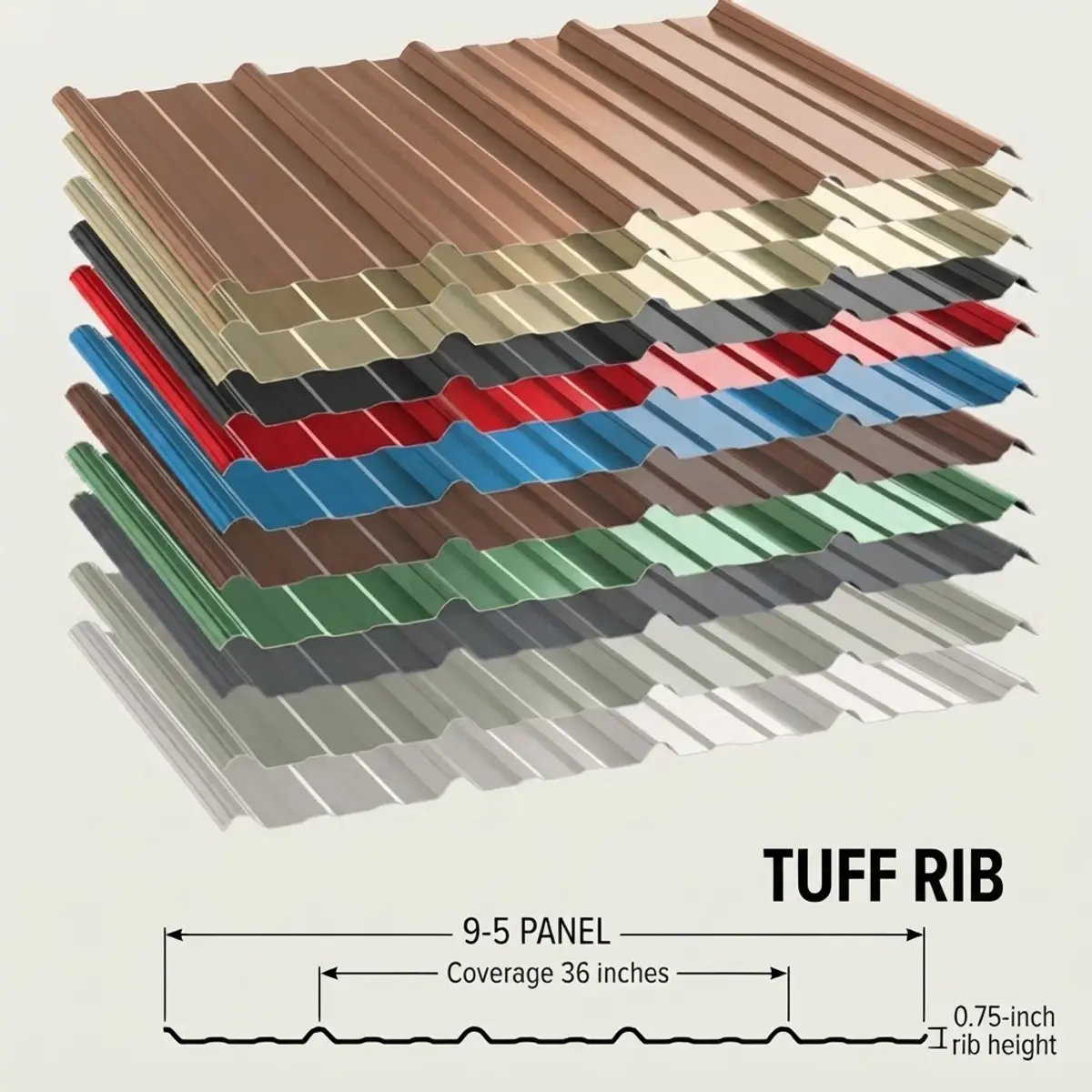 Tuff Rib 36" Coverage · 3/4" Ribs 9" O.C. · 29 & 26 Gauge photo 1