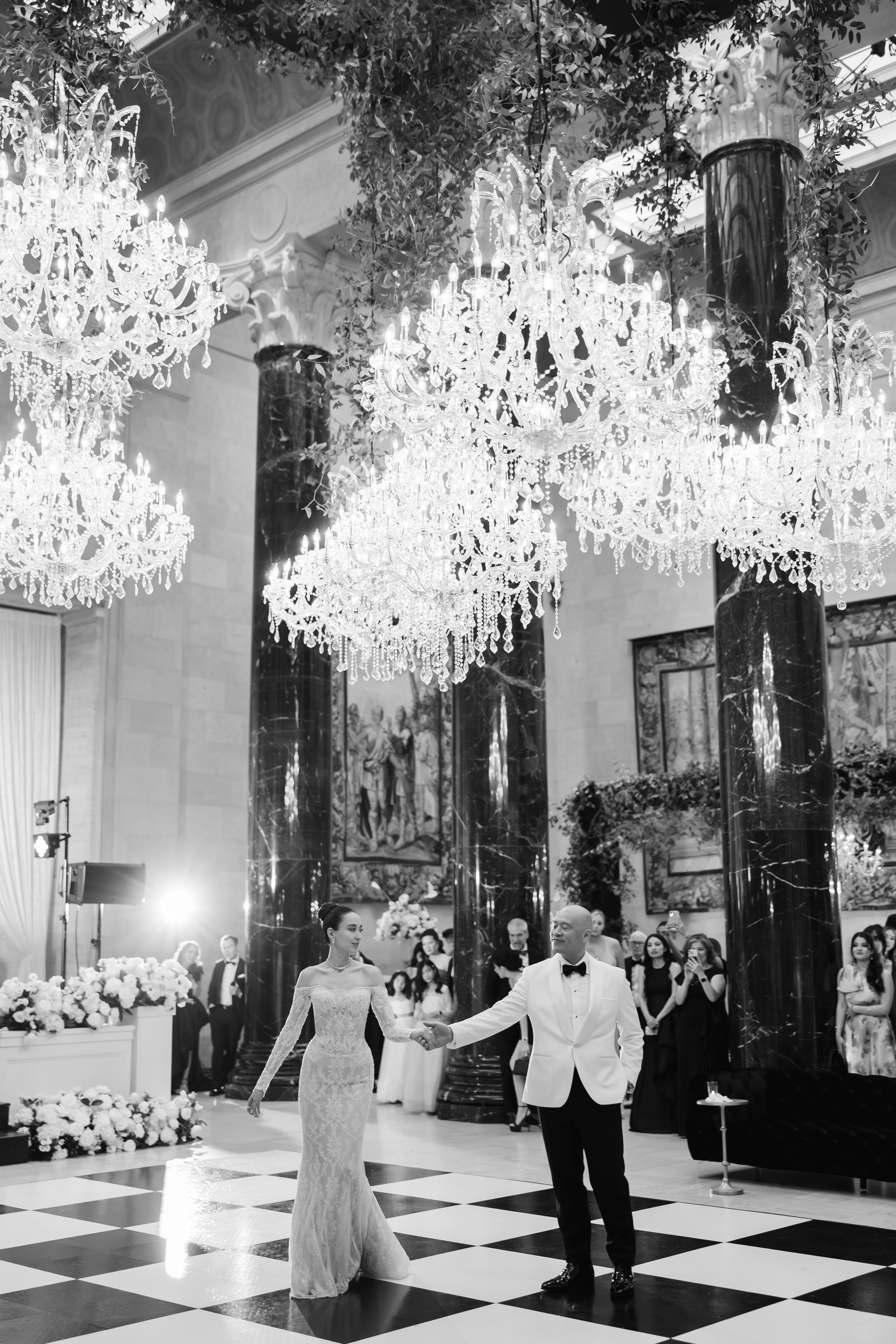 Wedding guests at a reception