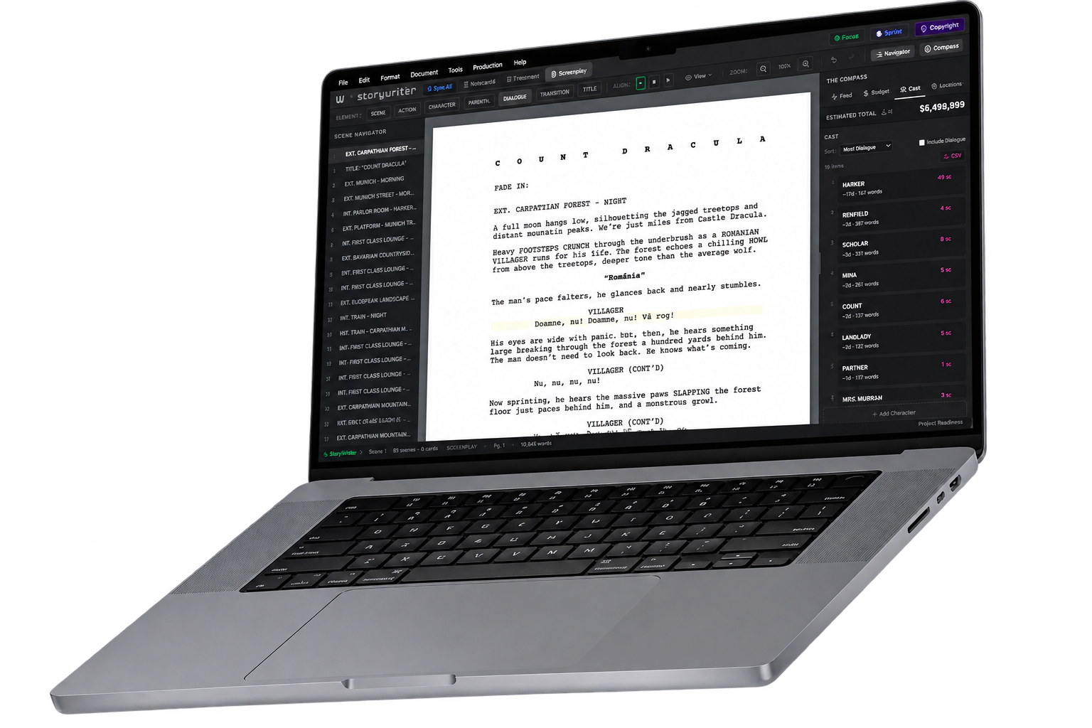 StoryWriter Pro — the screenwriter's workstation