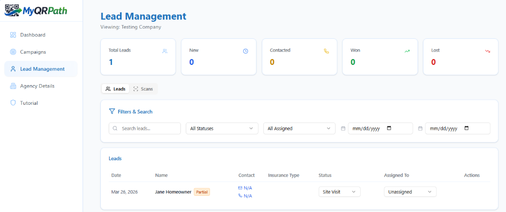 Lead Management Dashboard