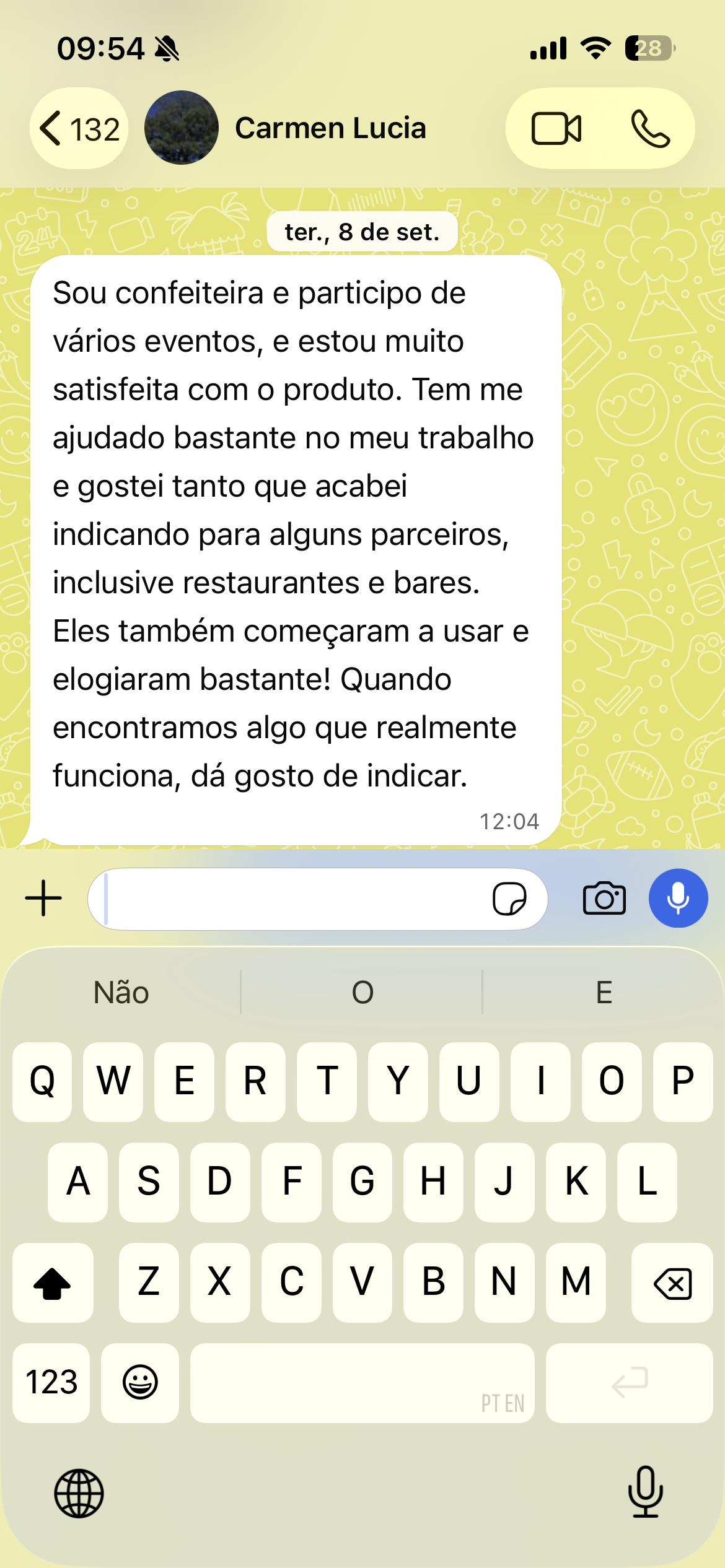 Depoimento de cliente 1