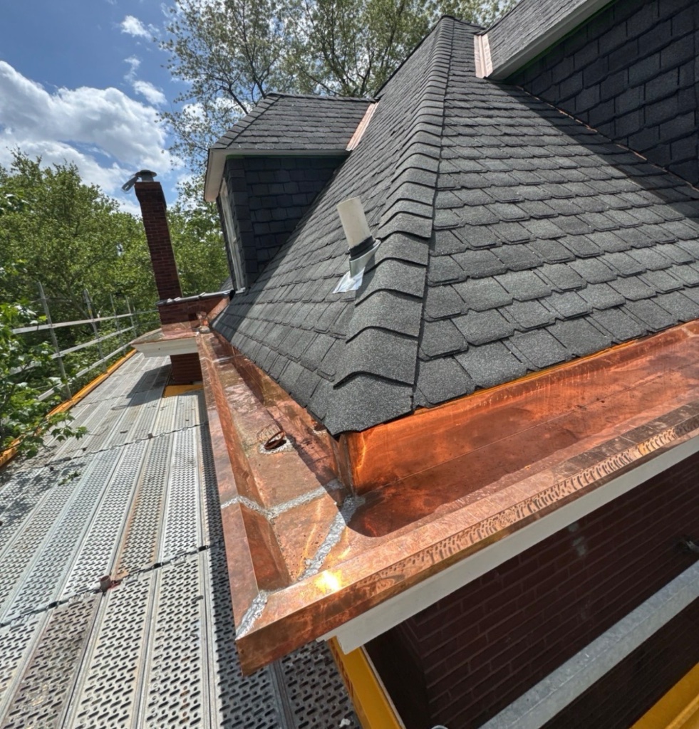 Copper valley and flashing detail