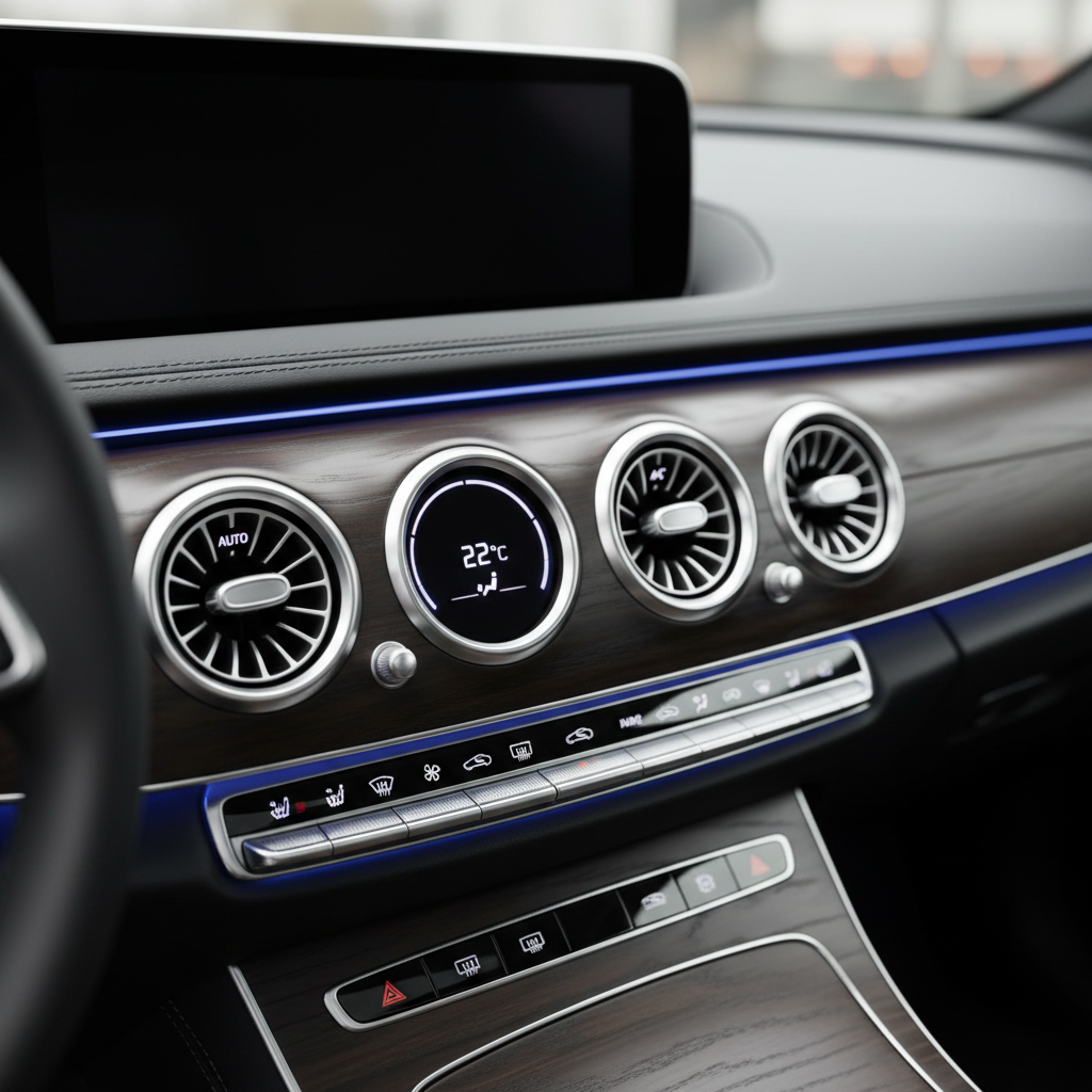 Car interior with air conditioning vents