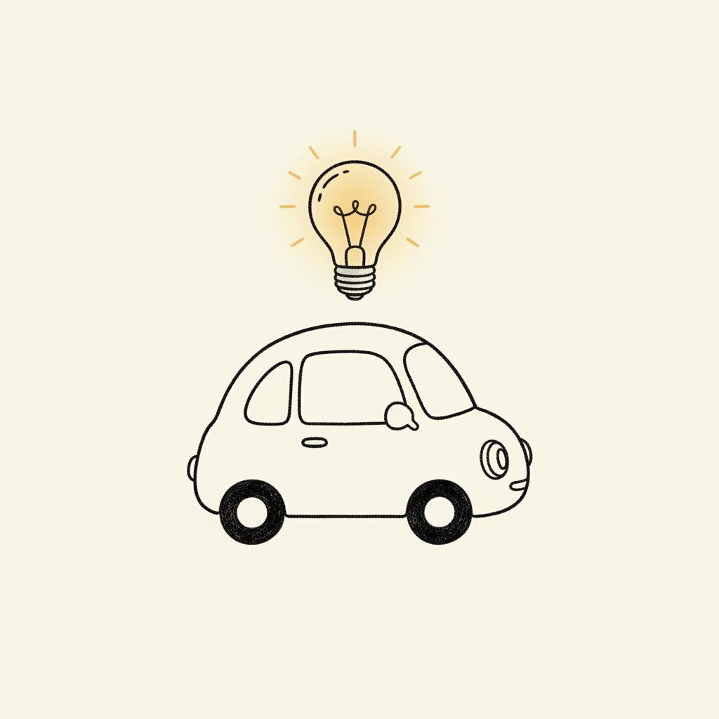 Car with a light bulb idea illustration