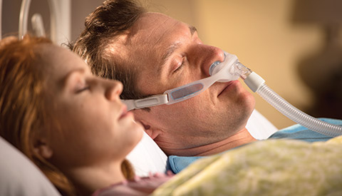 Sleep therapy - patient sleeping peacefully with CPAP