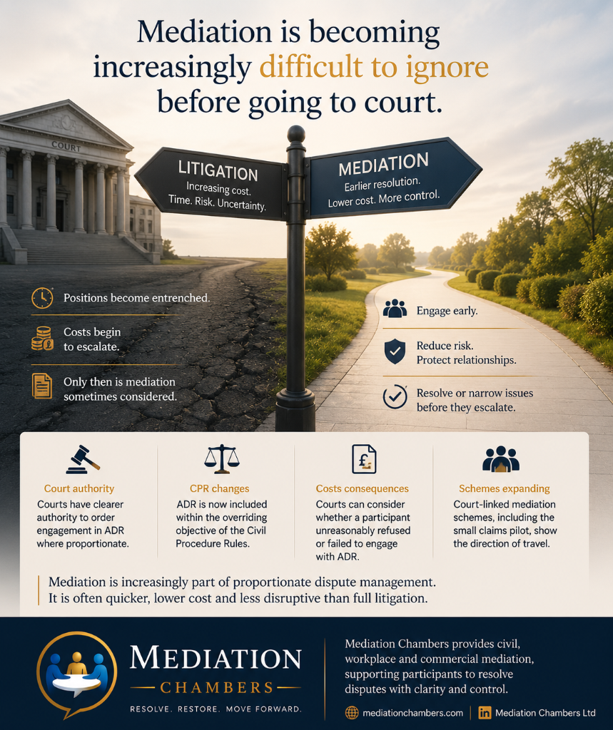 Mediation is becoming increasingly difficult to ignore before going to court