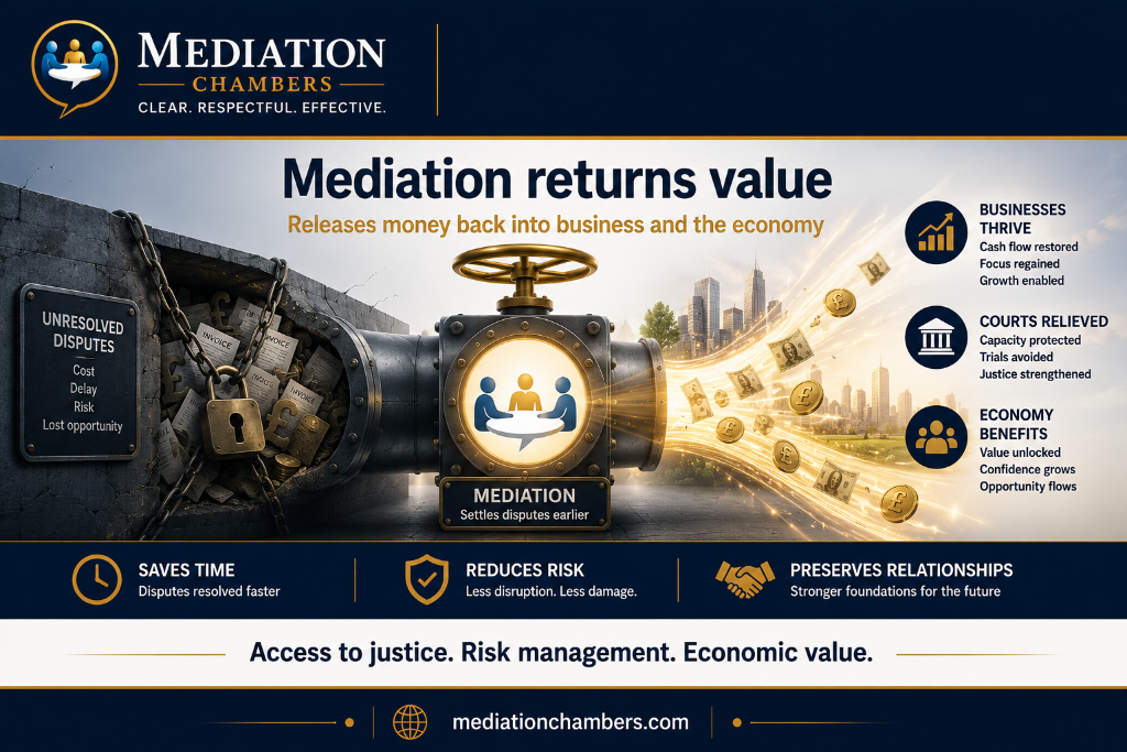 Mediation returns value — releases money back into business and the economy