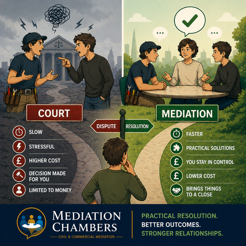 Builder dispute: court vs mediation comparison