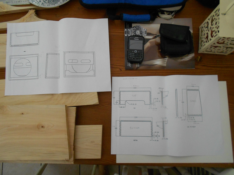 Hand-drawn cabinet plans with dimensions