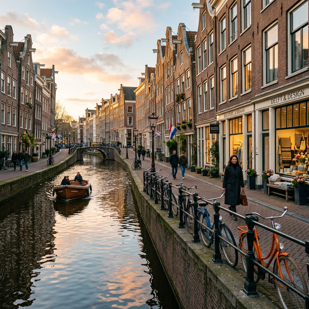 Vista panorâmica do bairro Jordaan, Amsterdam