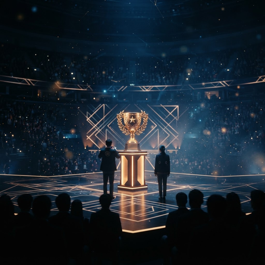 Standards Competition arena with golden trophy