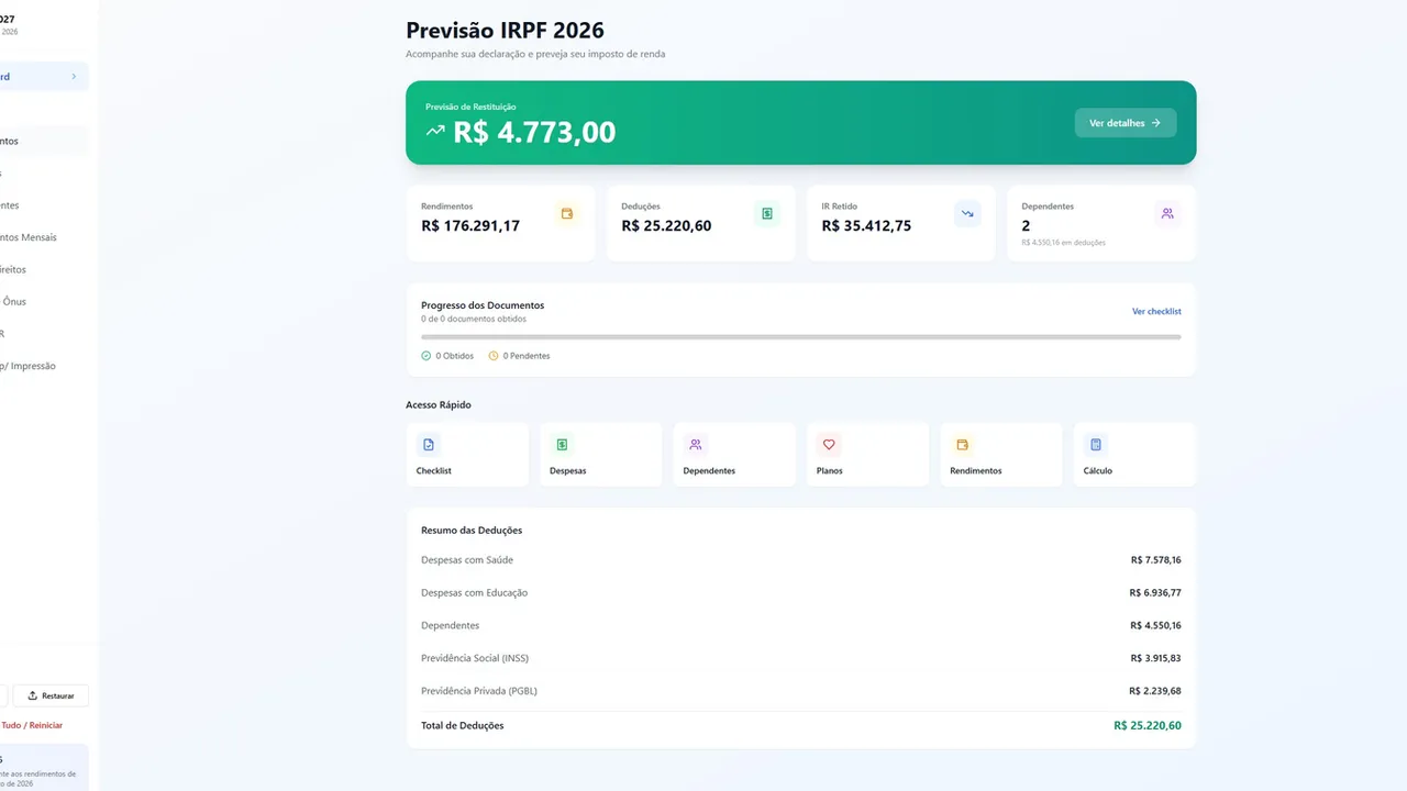 Simulador IRPF 2026 template preview