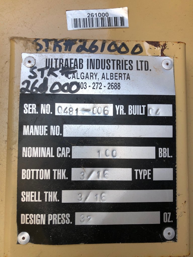 100 BBL Ultrafab Skidded Storage Tank – 2004 for sale in Crossfield, AB — Inclusive Energy — photo 5