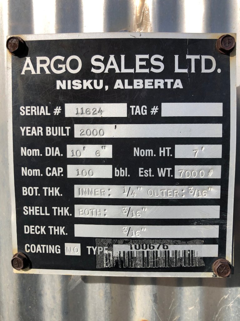 100 BBL Argo Sales Double Wall Storage Tank – 2000 for sale in Crossfield, AB — Inclusive Energy — photo 5