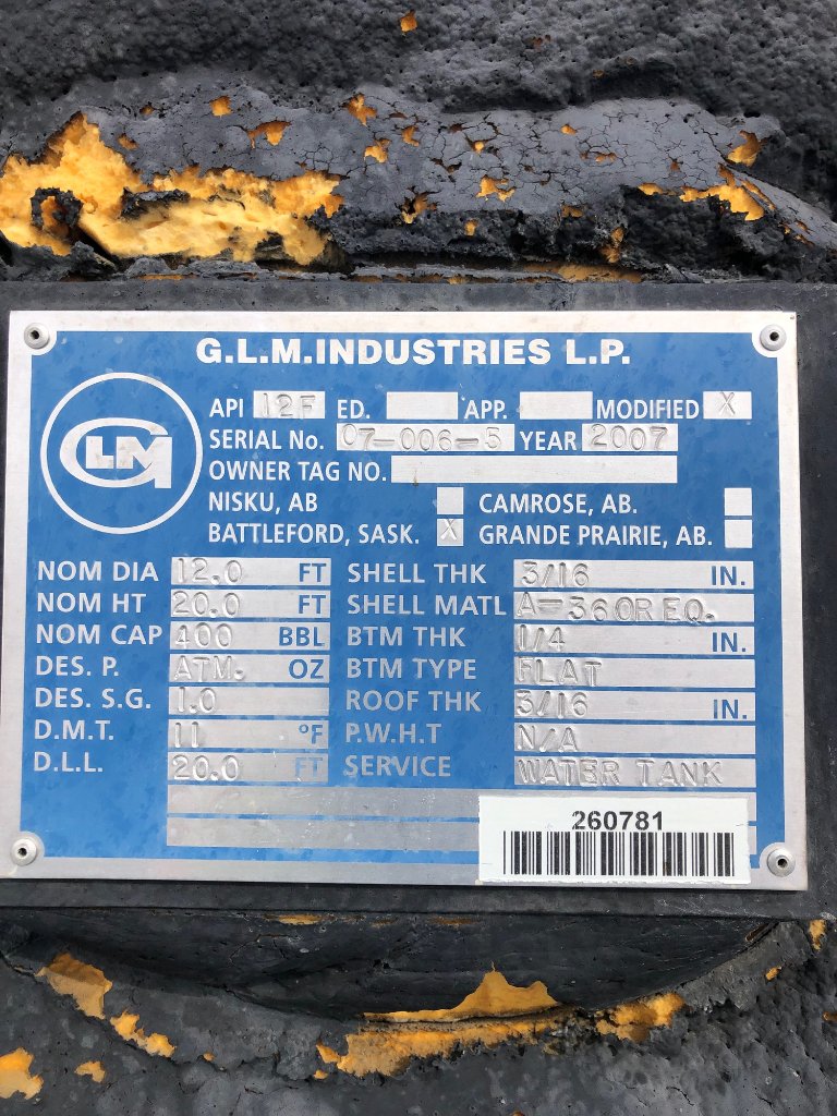400 BBL GLM Insulated Storage Tank – 2007 for sale in Crossfield, AB — Inclusive Energy — photo 6