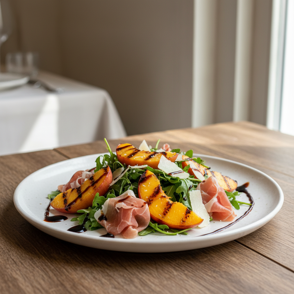 Grilled Peach & Prosciutto Salad