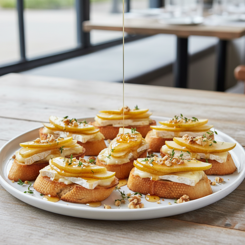 Pear & Brie Honey Crostini