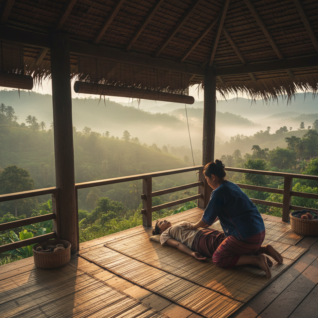 Traditional Thai massage in the Lahu village