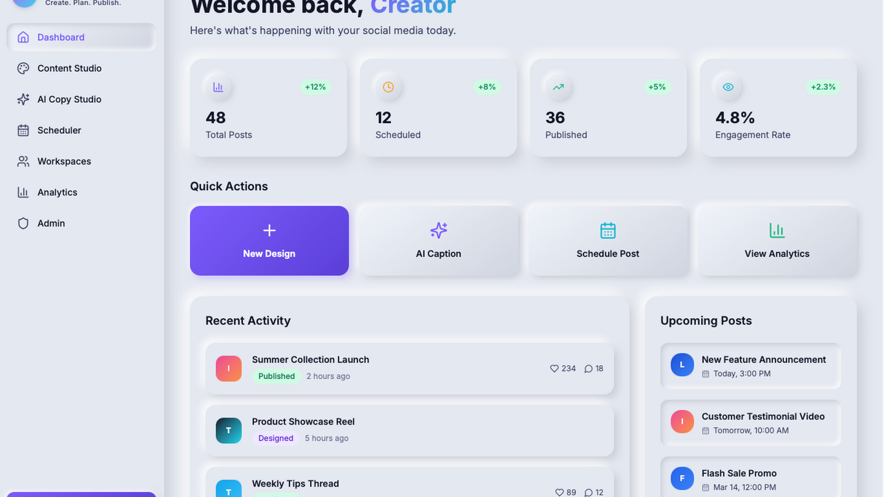 SoMa (social manager) template preview