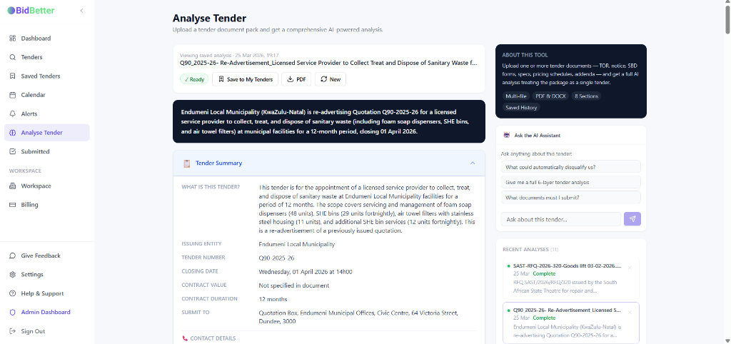 Tender Analysis