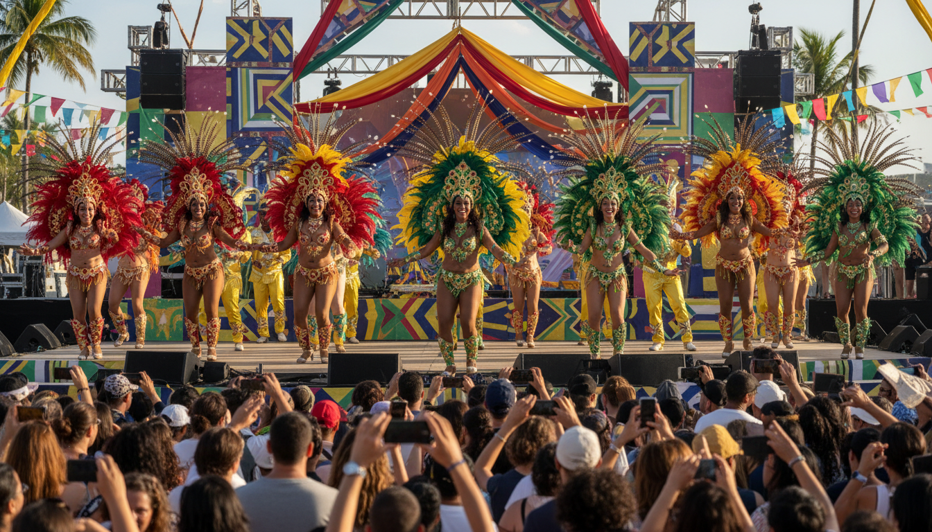Samba dancers performing at a festival