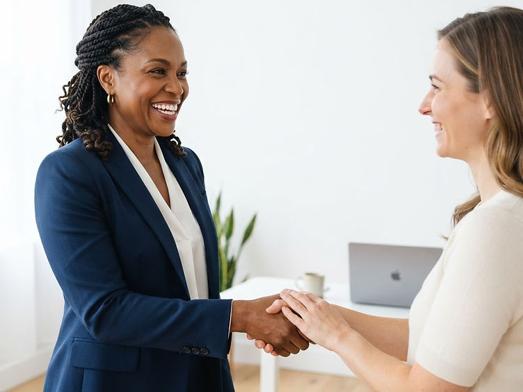 Winsome Anderson, CPA, shaking hands with a client at the close of an engagement