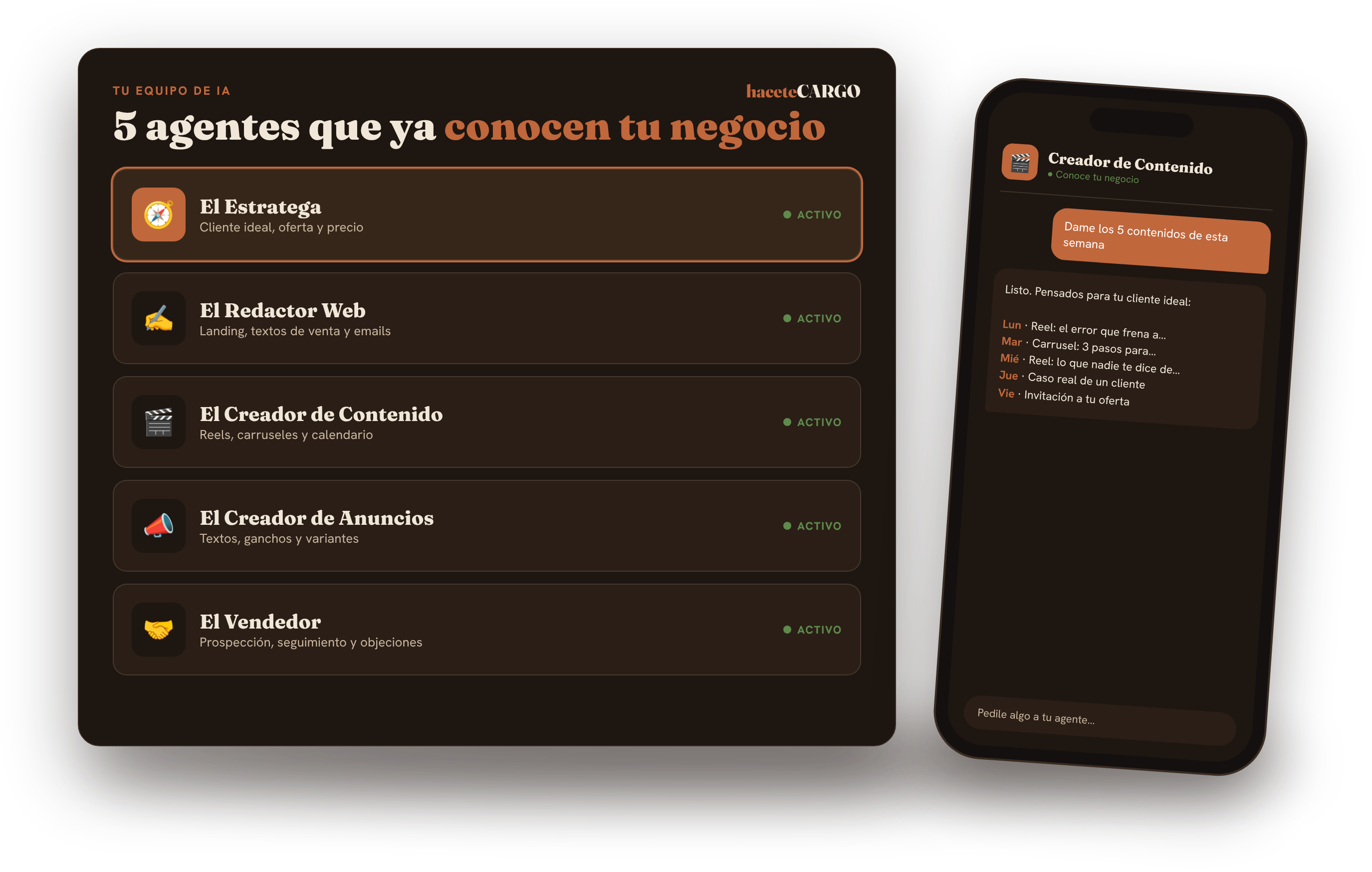 Tu equipo de IA: 5 agentes que ya conocen tu negocio