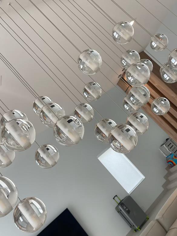 Glass ball chandelier ceiling installation