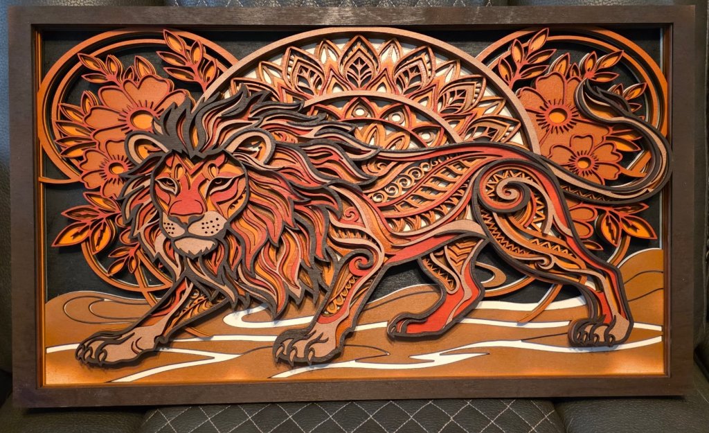 Majestic Layered Lion Wall Art