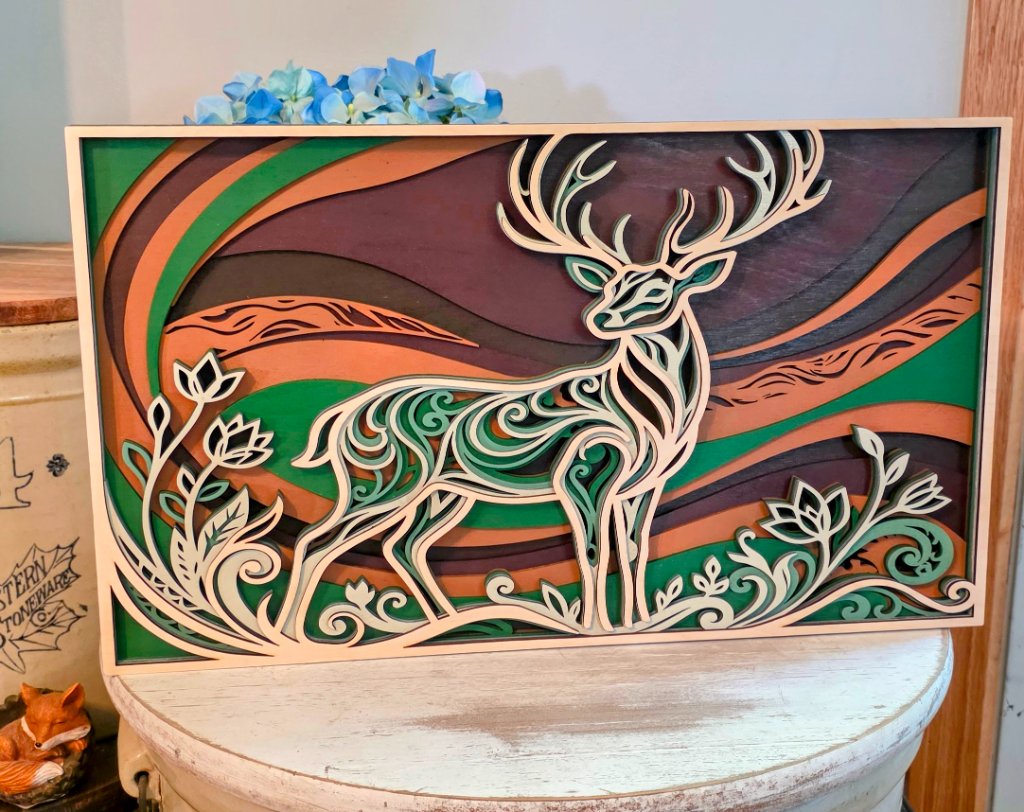 Majestic Deer Layered Wood Art