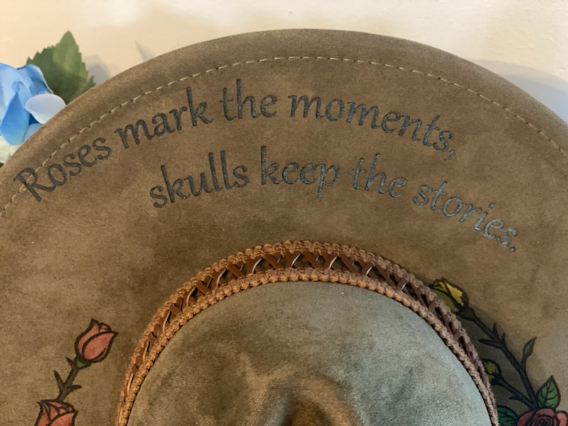 Handcrafted Laser-Engraved Floral Skull Western Hat