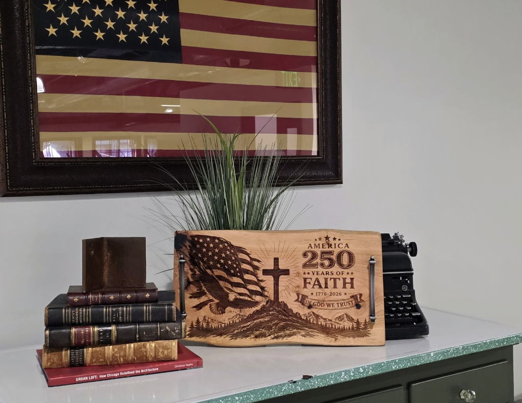 Customer Commissioned America 250 Tray out of Cherry