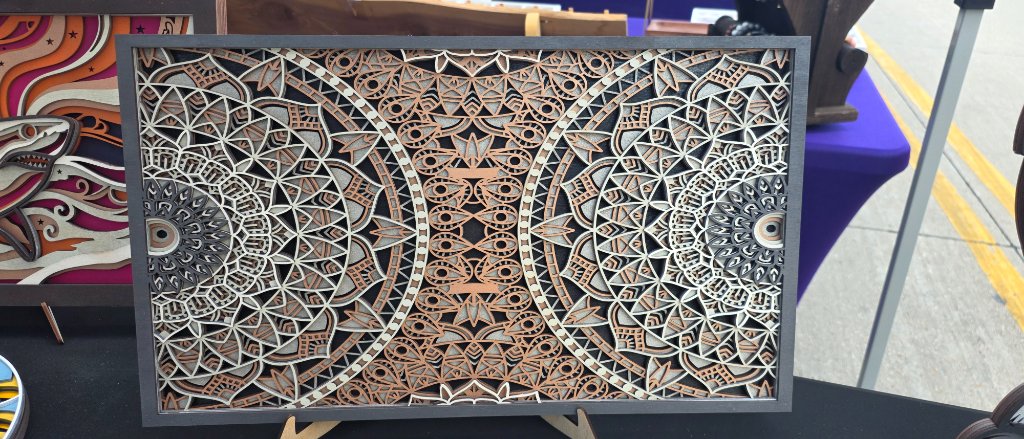Twin Mandala Layered Wood Art