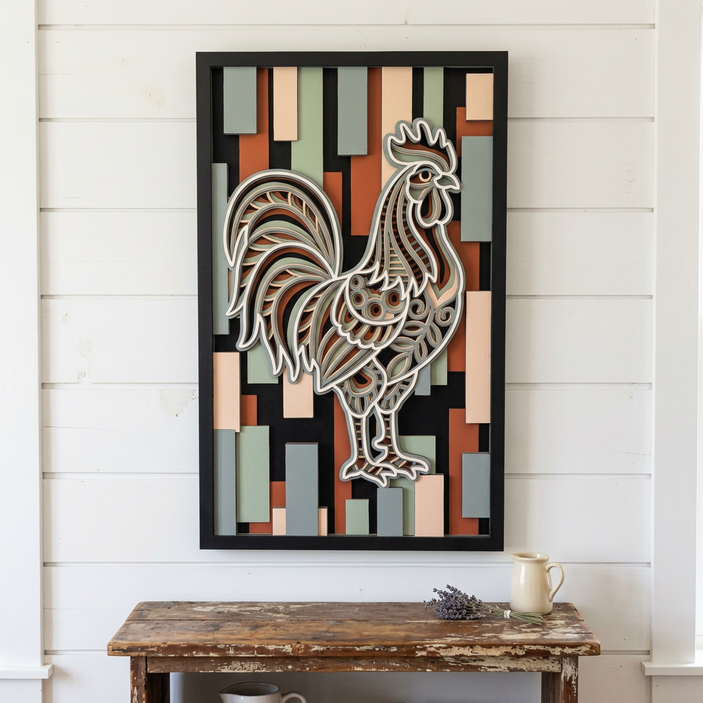 Rooster Mosaic Wall Art