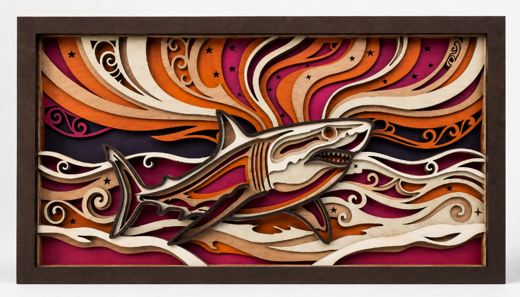 Majestic Layered Shark Wall Art