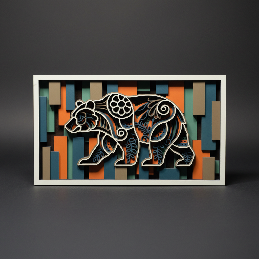 Geometric Bear Wood Art