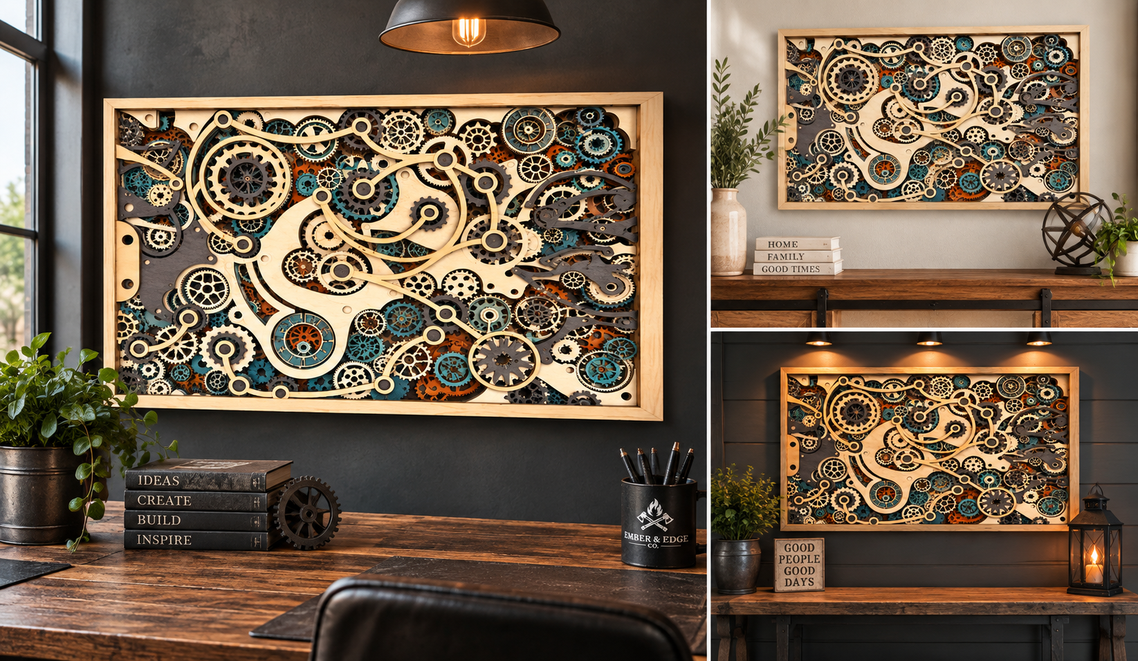 Mechanical Motion Layered Wood Art