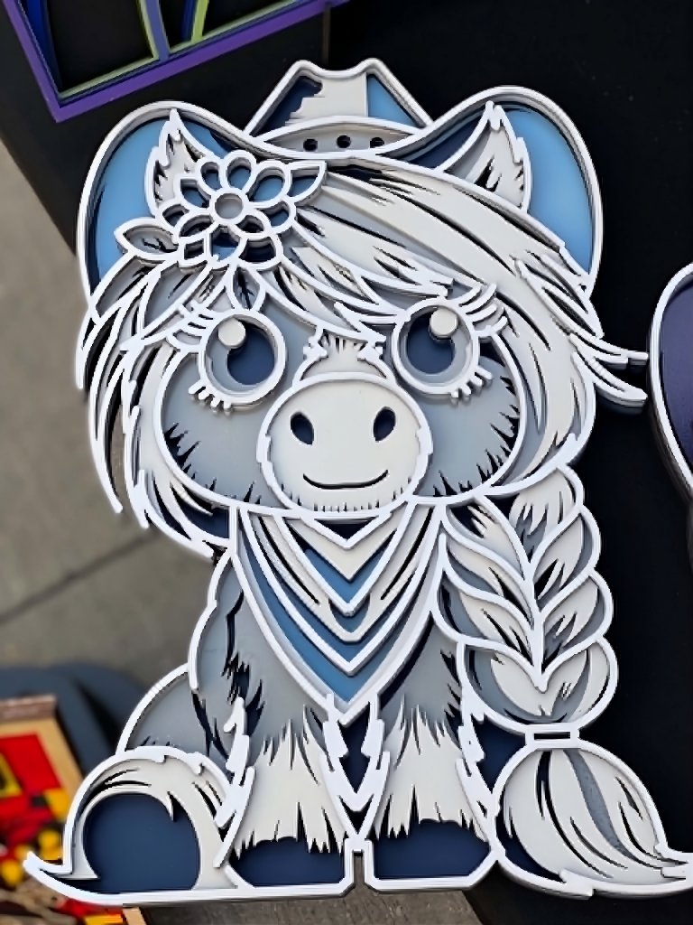 Blue Gray Horse Layered Wood Art