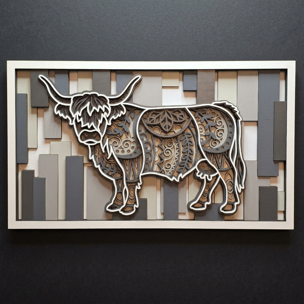 Highland Cow Mandala Wall Art