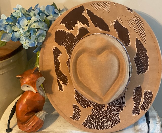 Handcrafted Laser-Engraved Cowhide Pattern Western Hat