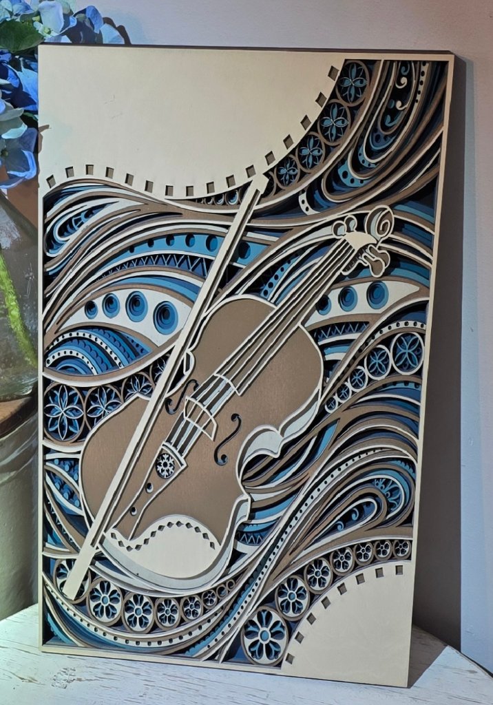 Layered Violin Wood Art