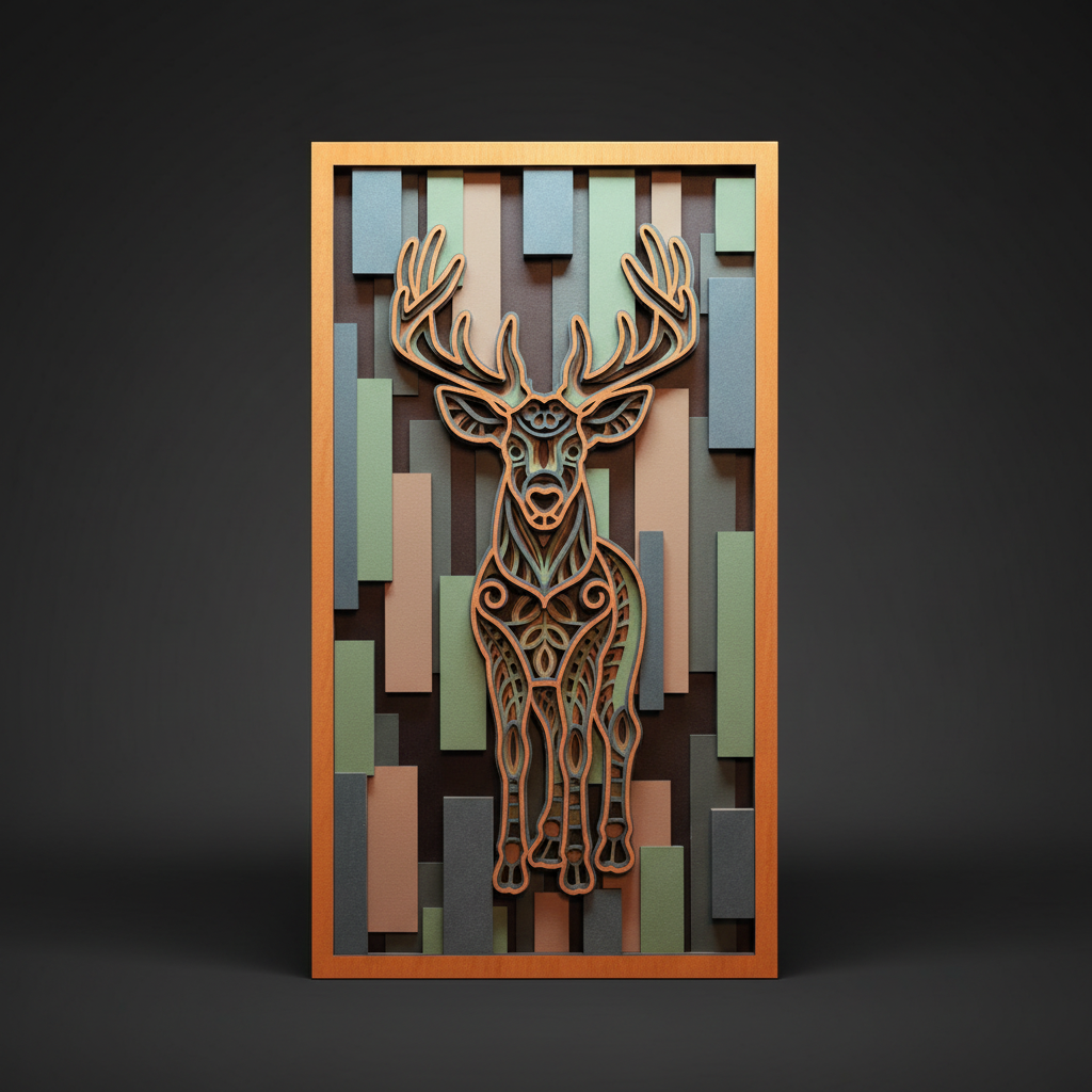 Geometric Stag Wood Art