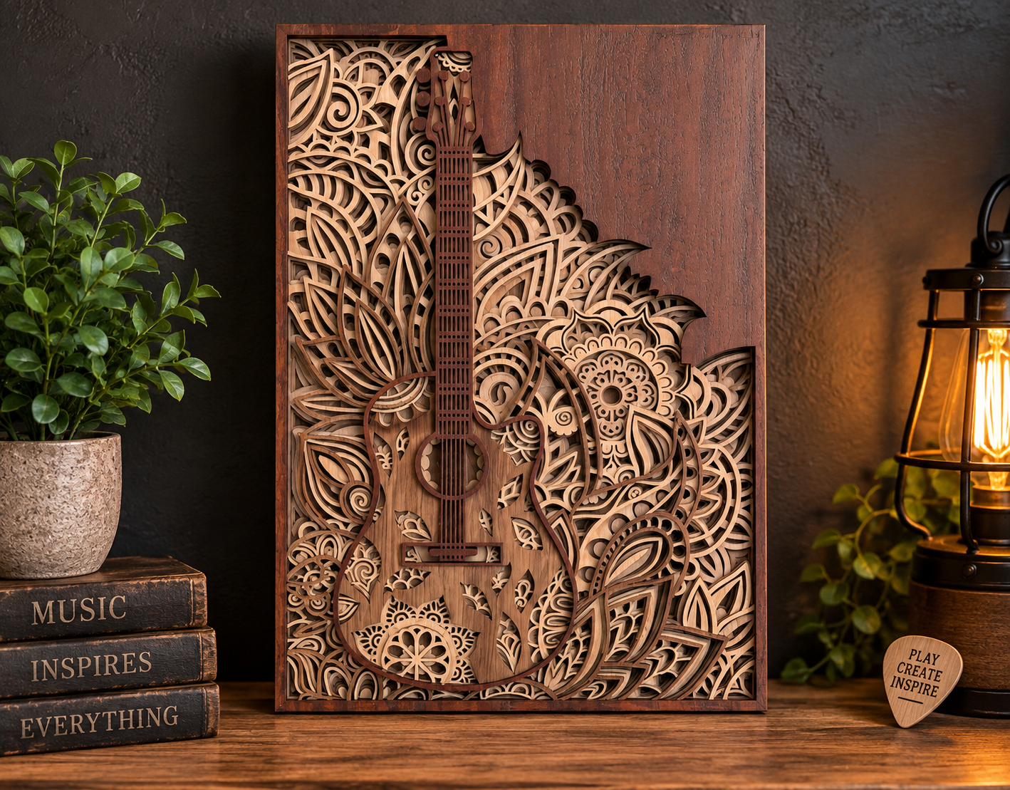 Acoustic Harmony Layered Wood Art