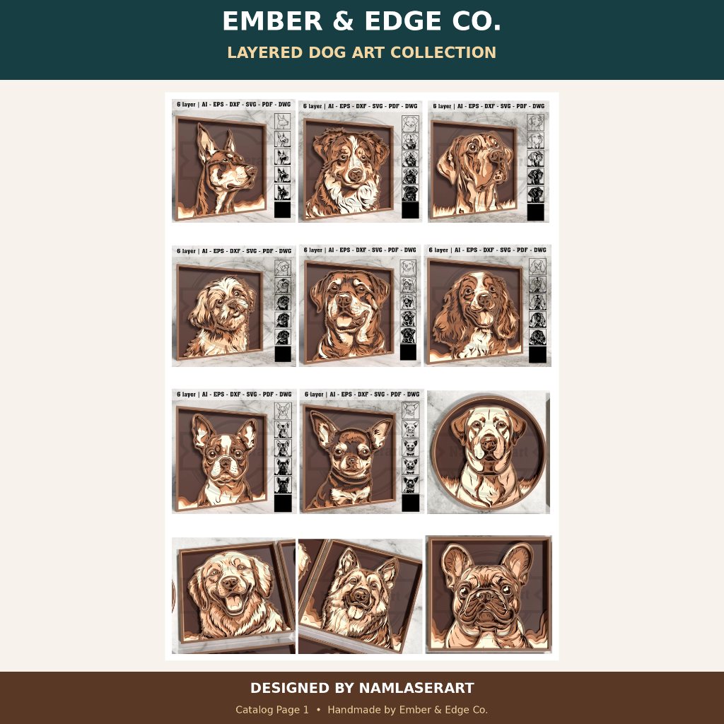 Layered Dog Breed Wall Art