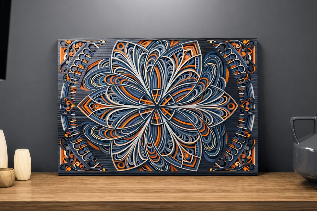 Atomic Flower Wood Art