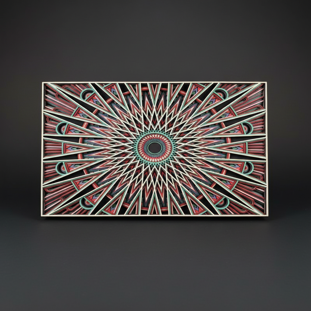 Geometric Starburst Mandala Wood Art