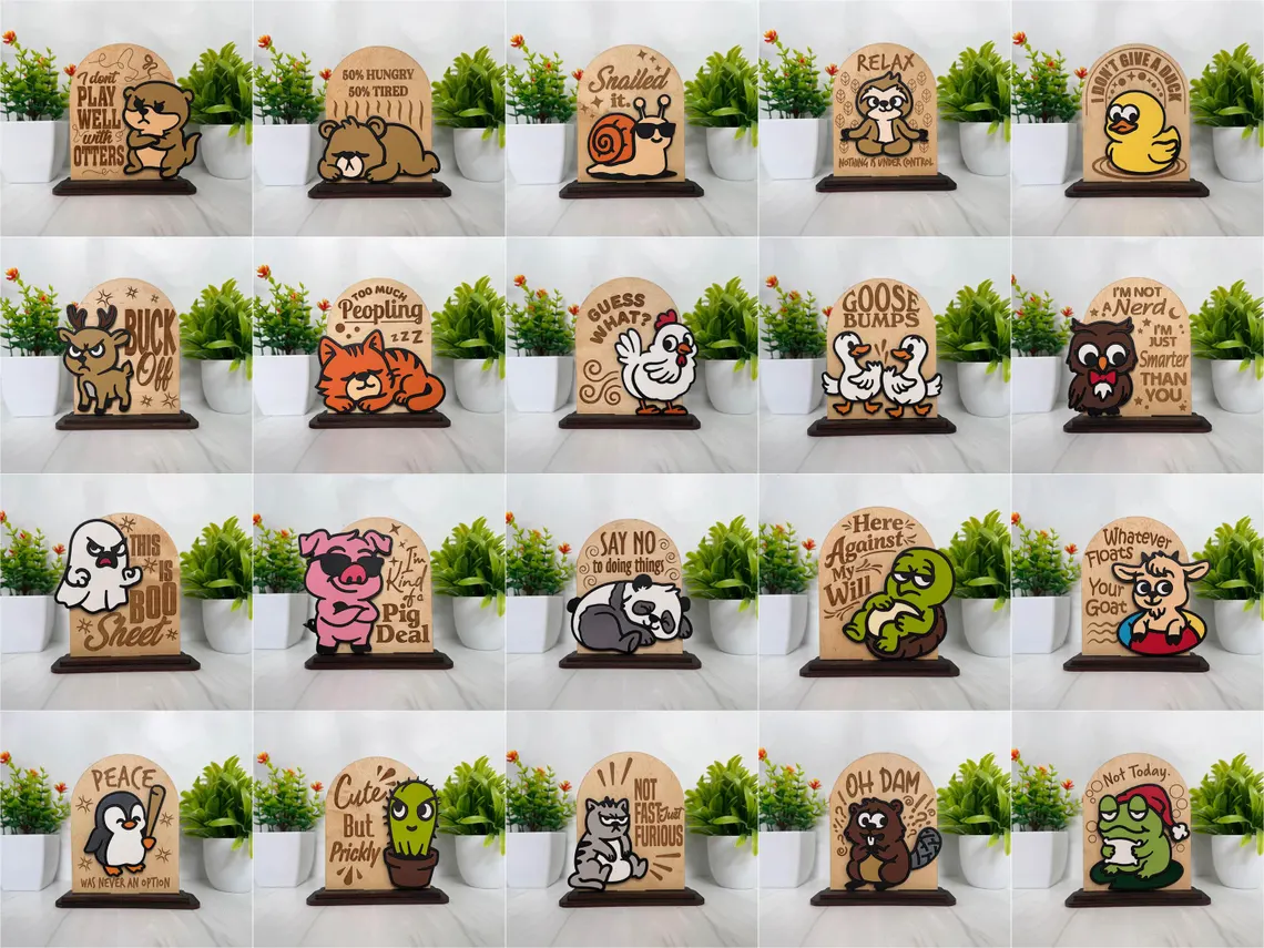 Funny Layered Wood Desk Signs