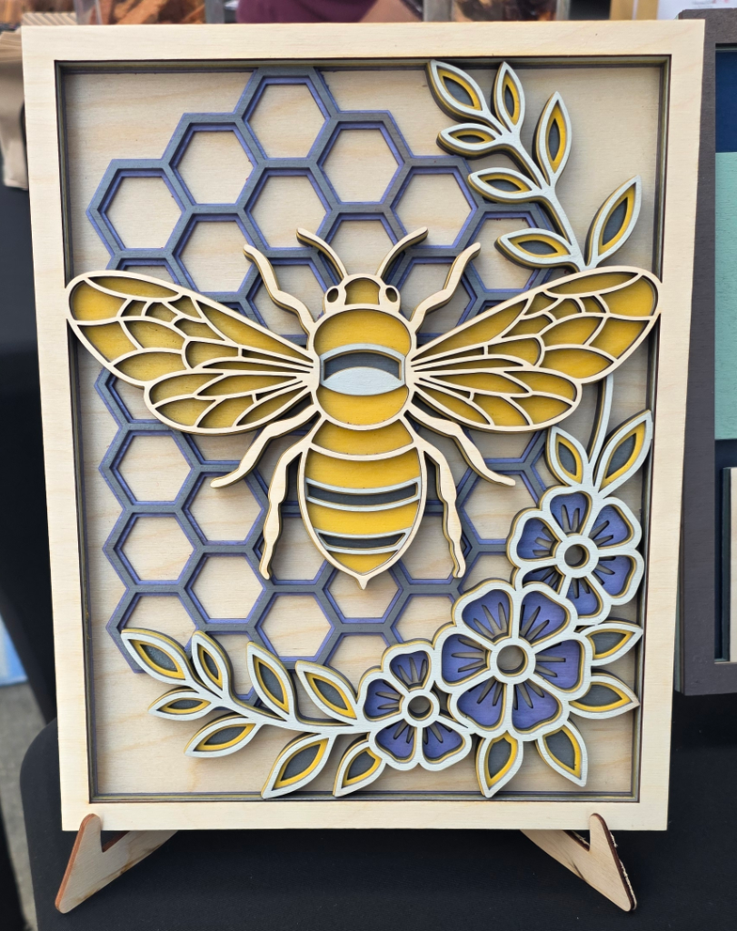 Bee & Honeycomb Layered Wood Art