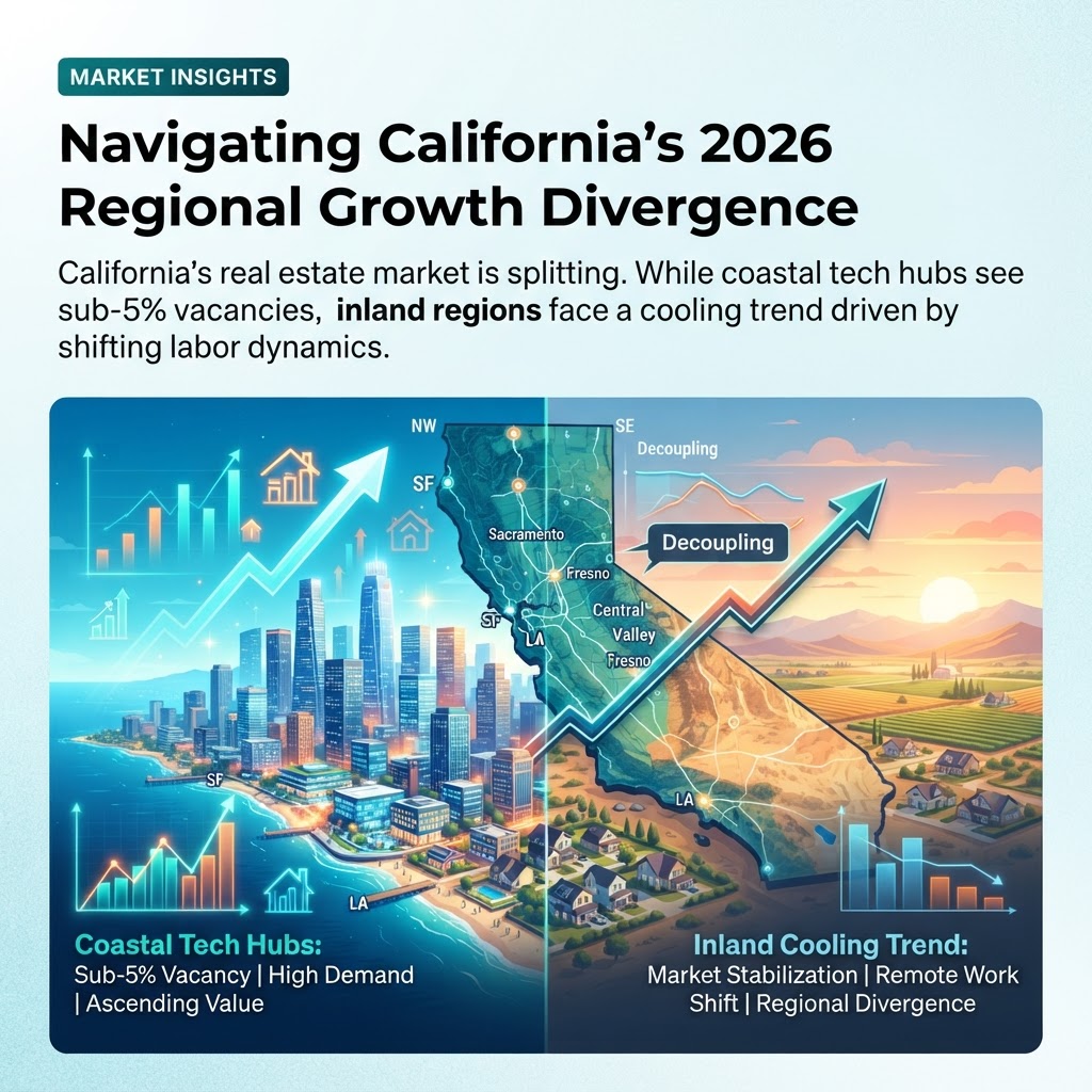 The Coastal-Inland Decoupling: Navigating California’s 2026 Regional Growth Divergence