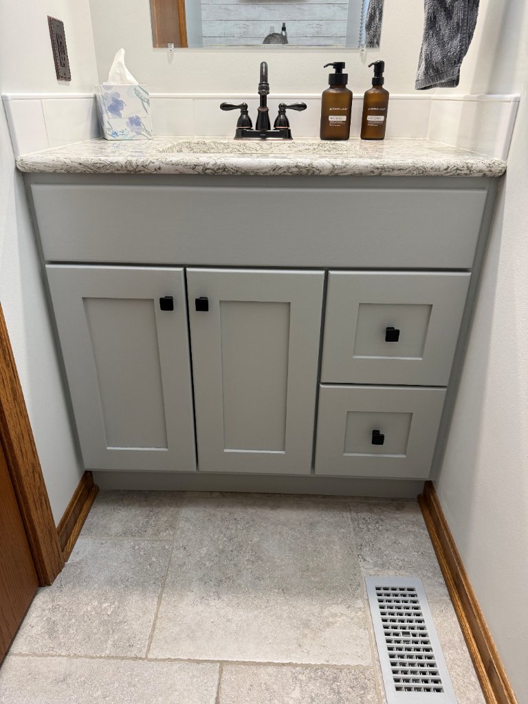Painted bathroom vanity cabinet